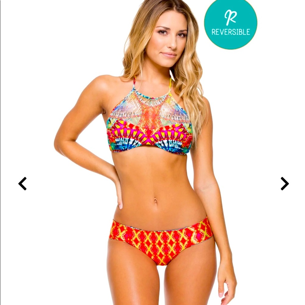 LIKE NEW! Luli Fama Encantadora Tie Dye Swimsuit Bikini Sz Small Hippie Cowgirl